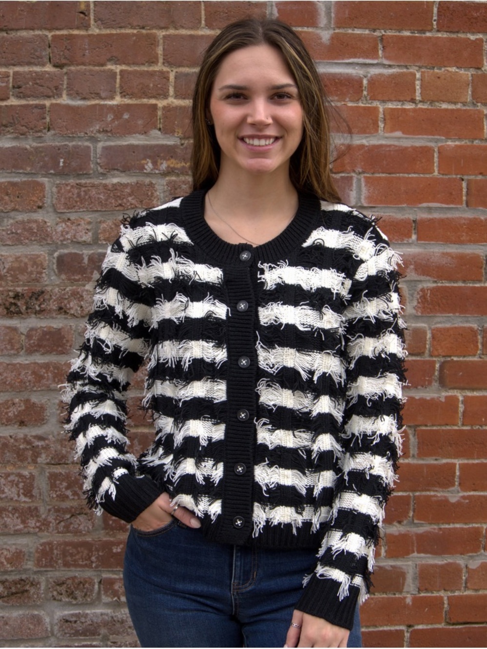 Liverpool Fringe Stripe Cardigan